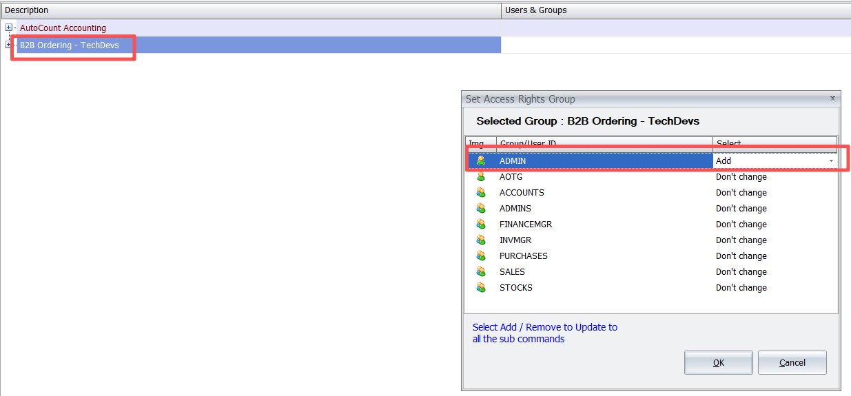 Granting the B2B Ordering access rights to a user