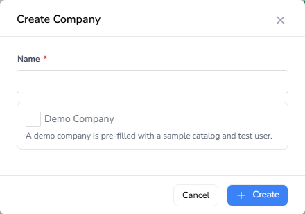 The Create Company dialog
