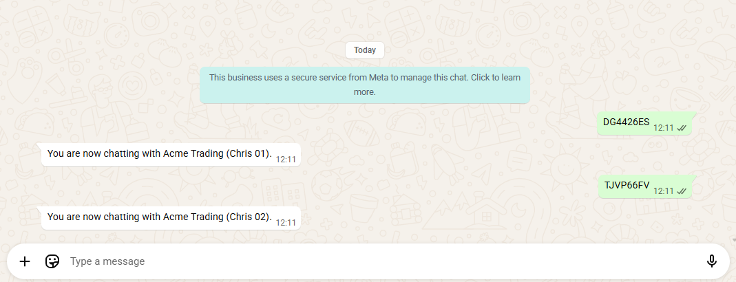 Sending a second company's keyword moves the chat to that company